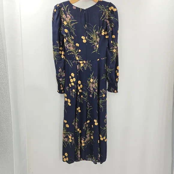 Reformation Wallflower Dress Navy Floral Long Sleeve - Picture 12 of 16
